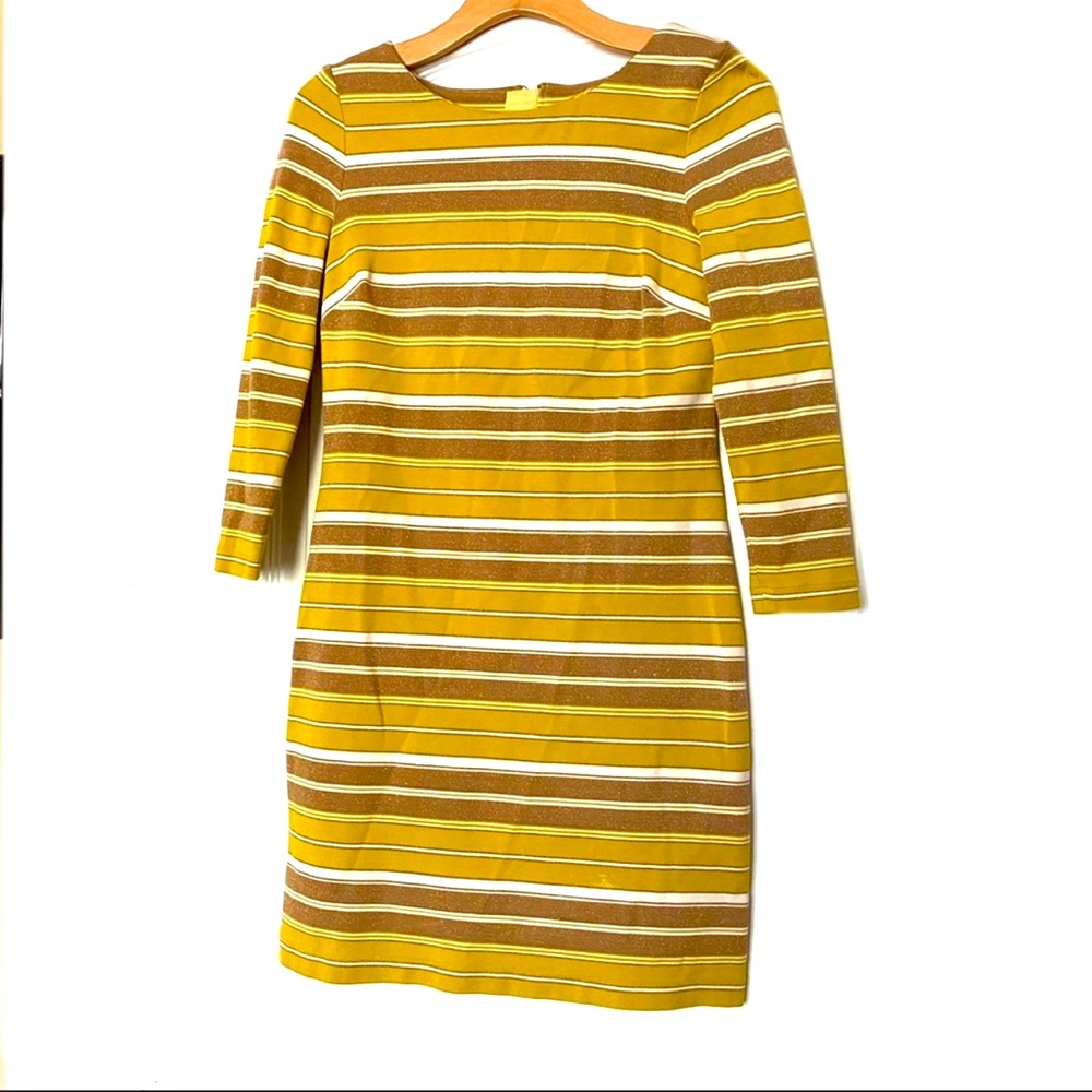Banana Republic Stripe Knit Stretch Dress Yellow 0